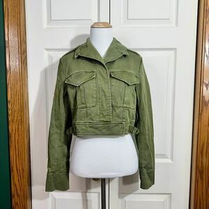 Anorak Olive Green Cropped Utility Jacket Size XS